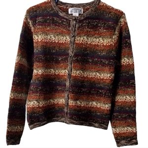 Just Desi9n Granny Cardigan Button‎ Up Part Wool Fall Colors, Women's Med